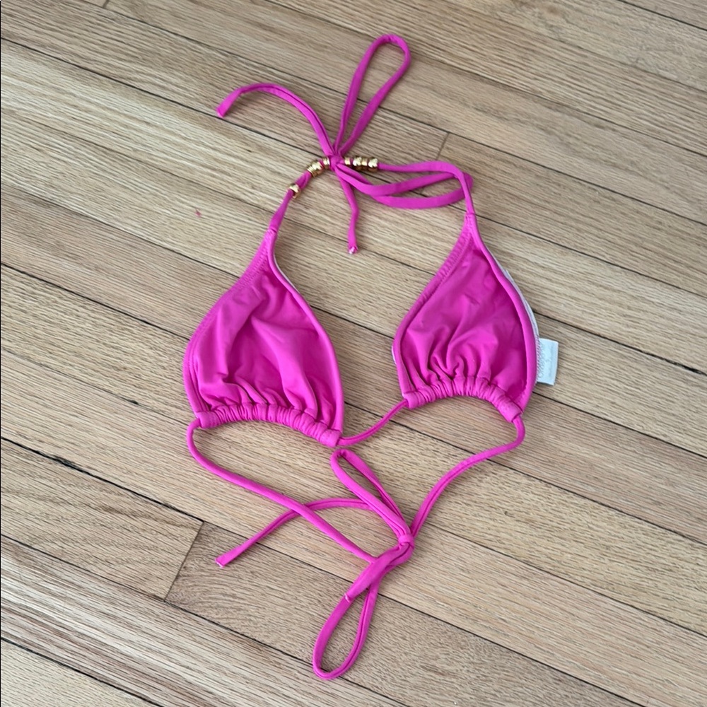Vibrant Pink Triangle Bikini Top